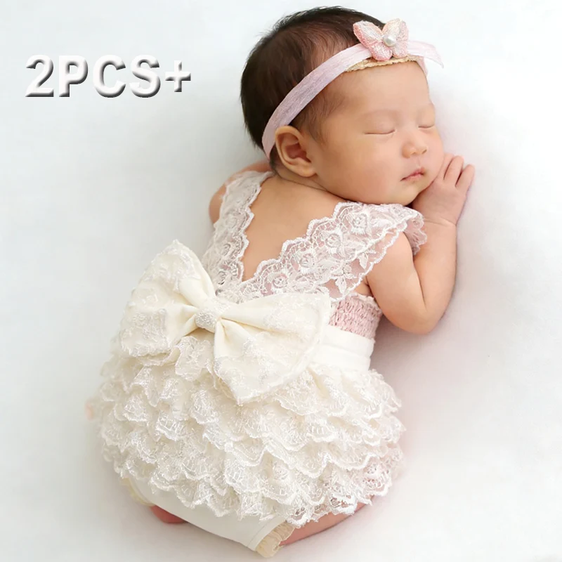 Baby Clothing Onesies - مجموعة رومبير دانتيل للتصوير الفوتوغرافي لحديثي
