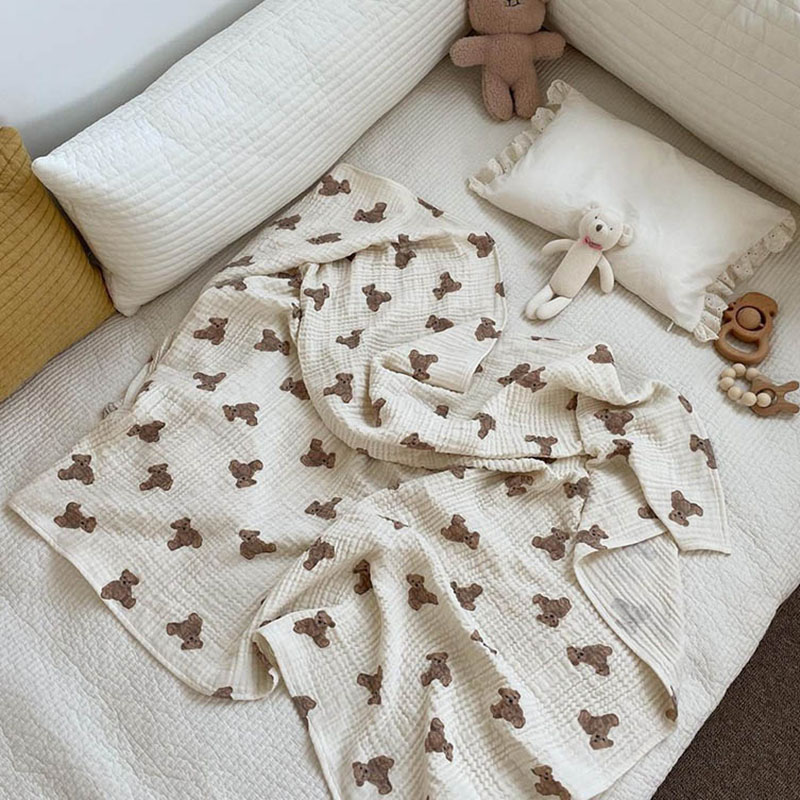 الدب طباعة الطفل البطانيات الو - مراجعة Muslin Swaddle Wrap وسعره